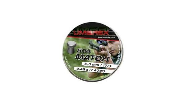 Umarex Match Diabolos 4,5 mm (.177), Flachkopf glatt, 0,48 g, 500 St., Dose