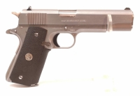 halbautomatische Pistole Colt - Mark IV Series 80 - Note 2  - stainlessfarbener Colt MK IV (1911er Baureihe) mit Handballensicherung, Gummigriffschalen und fester Gebrauchsvisierung