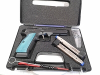 halbautomatische Pistole Ceska - 75 SP-01 Shadow II - NEU - neue originalverpackte Shadow II (SA/DA) von CZ, Mod. 75 SP-01, mit blauen Griffschalen, Aluminium eloxiert