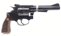 Revolver Smith & Wesson - 34-1 - Note 1  - seltener 4" KK-Sportrevolver, stahlgebläuter Hahn und Abzugszüngel, Holzgriffschalen, beidhändig nutzbar (auch Linkshänder), in Deutschland relativ selten