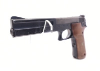 halbautomatische Pistole Smith & Wesson - 422 - Note 3  - KK-Sportpistole mit untenliegendem Lauf, 150mm Lauflänge (6"), Metall optisch im Zustand Note 3,5, technisch und auch die Holzgriffschalen im guten Zustand (Note 2,0) -- > Gesamtnote daher 3, mit 2