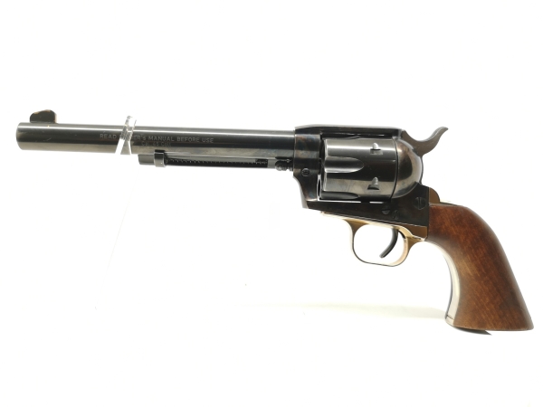 Revolver Weihrauch - ARM 457 - Note 2  - Westernrevolver aus dem Hause Weihrauch, Modell ARM 457, Kal. .45 Colt, 6Schuss Trommel, Beladung durch Ladeklappe, Single-Action, messingfarbene Metallteile, silberfarbener Hahn, stahlgebl&auml;uter Trommelrahmen, leic