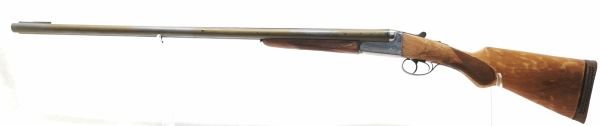Doppelflinte Zabala - Kestrel - Note 3  - spanische Doppelflinte, Zabala Kestrel, mit Gummischaftkappe, schön verziertem System, Hinterschaft vom Vorbesitzer beschliffen (natur), Läufe in grün lackiert (zur Unauffälligkeit der Waffe bei der Gänsejagd), mi