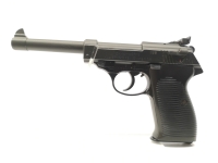 halbautomatische Pistole Erma - EP 882 S - Note 2  - Nachbau der P38, langer Lauf (150mm), sportliche verstellbare Visierung in Höhe und Seite verstellbar, Made in W.-Germany, linksseitige Sicherung, für Sportschützen geeignet, Kunststoffgriffschalen *** 