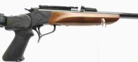 Einzellader Büchse Thompsen/Center - Contender - Note 2  - Einzellader-Bausatzwaffe Thompson Center Contender, Läufe wechselbar, System schussfest bis .45-70 Gov., Kunststoffklappschaft, Picatinnyschiene, offene Visierung über Kimme & Korn, orig. Holzhint