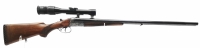 Doppelflinte Suhl Consortium - Georg Schneider - Note 3  - besondere und seltene Doppelflinte mit festverbautem Kugeleinstecklauf im Kal. 8x57JRS, produziert in Suhl / Zella Mehlis vom Büchsenmacher Georg Schneider, mit schöner gravierter Basküle mit Jagd