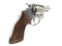 Revolver Rossi - 87 - Note 2  - kurzer, in silberfarben gehaltener Fangschußrevolver im Kal. .38special, ideal für die Jagd, kurzer Lauf (50mm), geringes Gewicht, solide verarbeitet, Zustand Note 2 (Nutzung ab an der Trommelsperre sichtbar und an den Holz