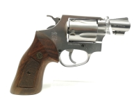 Revolver Rossi - 87 - Note 2  - kurzer, in silberfarben gehaltener Fangschußrevolver im Kal. .38special, ideal für die Jagd, kurzer Lauf (50mm), geringes Gewicht, solide verarbeitet, Zustand Note 2 (Nutzung ab an der Trommelsperre sichtbar und an den Holz