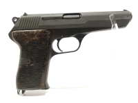 halbautomatische Pistole Brünner Waffenwerke - m. 52 - Note 3  - Brünner Waffenwerke Modell 52, ehem. als Militärpistole beliebt, Rollenverschluß, Bakelit Griffschalen (leider Zustand 3-4), Metall und Technik gut bis sehr gut, dadurch Gesamtnote 3, 5" Lau