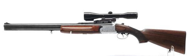 Bockb&uuml;chsflinte Sabatti - ohne - Note 2  - Bockb&uuml;chsflinte von Sabatti im Kal. 7x65R und 12/70, mit robustem DDR-Zeiss-Jena-Glas 6x42M, unbeleuchtet, auf Schwenkmontage, Kugelabzug ohne Stecher, System in silber gehalten mit jagdlichen Gravuren, Schaft mi
