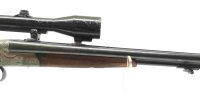 Drilling Merkel - ohne - Note 3  - sch&ouml;ner schmaler seltener Suhler-Drilling, Bechu&szlig; 1957, Abzugssicherung linksseitig, Umschalter Schrot/Kugellauf, Klappkimme, mit Dolomit Glas, 6x42/49 unbeleuchtet, ventilierte Gummischaftkappe, Spannanzeige f&uuml;r die L&auml;u