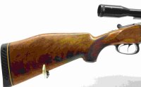 Bockb&uuml;chsflinte Esha - ohne - Note 2  - seltene Bockb&uuml;chs-/Bockdoppelkombination v. Robert Fl&uuml;ckiger Z&uuml;rich, Esha, 9,3x53R swiss und 16er Schrotkaliber als Bockb&uuml;chse, zweigeteilter Schaft, sch&ouml;ne seitliche Verzierungen am System, franz&ouml;sischer Stecher am