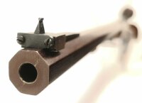 Einzellader B&uuml;chse ohne - Kolbe Suhl - Note 2  - vielf&auml;ltig gestempelte seltene Scheibenb&uuml;chse im Kaliber 9x57 R (Ursprungskaliber 8,15x46R), D.R.G.M. Beschriftung, Waffen-Nr. 10108, vermutlich Kaliberumbau durch Waffen-Wegner Kamen, Aydt System (Blockver