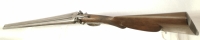 Doppelflinte FABRIQUE D ARMES DE LIEGE - ohne - Note 3  - belgische Doppelflinte aus Sammlernachla&szlig;, Schaftbacke links, Hahnspannung (jeder Lauf separat), verziertes System mit langen Seitenplatten, Chokeangaben 16,2 und 16,6, technisch in Ordnung, optisc