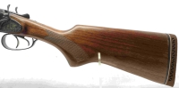 Doppelflinte Baikal - 43K Coach Gun - Note 2  - Baikal 43K, Coach-Gun, kurze Schrotflinte mit Hahnspannung, Doppelabzug, Westernapplikation auf der Basküle, guter Pflegezustand, technisch in Ordnung, Kal. 12/70 ohne Stahlschrotbeschuß, Choke 2x 18,4, Flin