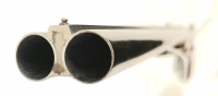 Doppelflinte Baikal - 43K Coach Gun - Note 2  - Baikal 43K, Coach-Gun, kurze Schrotflinte mit Hahnspannung, Doppelabzug, Westernapplikation auf der Basküle, guter Pflegezustand, technisch in Ordnung, Kal. 12/70 ohne Stahlschrotbeschuß, Choke 2x 18,4, Flin