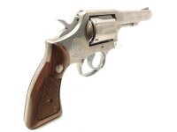 Revolver Smith & Wesson - 64-3 - Note 2  - f&uuml;hriger Revolver f. Fangschu&szlig; oder auch zum sportlichen Schie&szlig;en, 4" Lauf (100mm), stainless, Holzgriffschalen f. beidh&auml;ndige Nutzung, Korn vom Vorbesitzer farblich markiert, Visierung &uuml;ber Rahmen und Korn, Kal.
