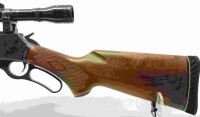 Repetierbüchse Marlin - 336 CS - Note 2  - Unterhebelrepetierbüchse v. MARLIN, Modell 336 CS, Kal. .30-30Win., mit Zielfernrohr Norconia 6x40, Hahnspanner, ventilierte Gummischaftkappe, Röhrenmagazin, Schiebekimme und Korn mit Kornschutz, 20" Lauf, gepfle