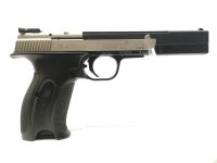halbautomatische Pistole H&auml;mmerli - X-Esse - Note 2  - beliebte KK-Sportpistole mit 150mm Lauf v. H&auml;mmerli, bi-color Ausf&uuml;hrung, LPA-Kimme verstellbar, optisch mit leichten Gebrauchsspuren, technisch einwandfrei, eine gute Note 2 insgesamt, f&uuml;r Rechts- un