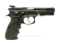 halbautomatische Pistole CZ Uhersky Brod - 85 - Note 2  - Sportpistole CZ 85, Kal. 9mmLuger, mit LPA-Visierung, guter gepflegter Zustand, mit 2 Magazinen, 9mm Luger Pistole mit beidseitigem Sicherungshebel, Gummigriff&uuml;berzug von Hogue, augenscheinlich ger