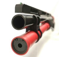 halbautomatische Flinte DERYA - Lion LP-101 - Neuwertig - neuwertige halbautomatische Flinte im Kal. 12/76 aus dem Hause Derya, Mod. Lion Practical LP-101 in der Farbkombi rot/schwarz, mit R&ouml;hrenmagazin, kompl. Orig. Zubeh&ouml;r (au&szlig;er Karton), Hilfsfiberglas
