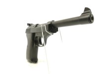 halbautomatische Pistole Erma - EP 882 S - Note 2  - Nachbau der P38 als Sportvariante mit 150mm Lauf, Kunststoffgriffschalen f&uuml;r beidh&auml;ndige Nutzung, verstellbare Kimme (nur seitliche Verstellung), linksseitige Sicherung, technisch in Ordnung und im gute