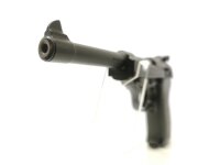 halbautomatische Pistole Erma - EP 882 S - Note 2  - Nachbau der P38 als Sportvariante mit 150mm Lauf, Kunststoffgriffschalen f&uuml;r beidh&auml;ndige Nutzung, verstellbare Kimme (nur seitliche Verstellung), linksseitige Sicherung, technisch in Ordnung und im gute