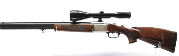 Bockb&uuml;chsflinte Blaser - 700/88 - Note 3  - noch optisch gut erhaltene BLASER Bockb&uuml;chsflinte im Kal. .30R Blaser und 12/70, Handspanner, mit ZF von Carl Zeiss Jena (8x56 feste Vergr&ouml;&szlig;erung), unbeleuchtet, technisch einwandfrei, Schwenkmontage, Schaftback