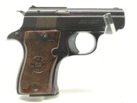 halbautomatische Pistole Star - Starlet - Note 3  - kleine spanische Taschenpistole aus Sammlungsaufl&ouml;sung, Hersteller: STAR, Modell: Starlet, Bakelitgriffschalen in braun mit STAR-Logo, silberfarbener Hahn und Abzugsz&uuml;ngel, Steckmagazin, Sicherung linkss