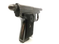 halbautomatische Pistole unbekannt - Le Francaise Policeman - Note 2  - Taschenpistole Policeman v. Manufacture Francais (MF), vermutlich umgebaut Kipplauffunktion entfernt, Sicherung entfernt, somit wir der erste Schuss aus dem Magazin geladen, 82mm Lauf