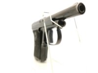 halbautomatische Pistole unbekannt - Le Francaise Policeman - Note 2  - Taschenpistole Policeman v. Manufacture Francais (MF), vermutlich umgebaut Kipplauffunktion entfernt, Sicherung entfernt, somit wir der erste Schuss aus dem Magazin geladen, 82mm Lauf