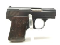 halbautomatische Pistole FN - Baby - Note 2  - belgische "Baby"-Taschenpistole mit Holzgriffschalen, Kal. 6,35mm Browning, Holzgriffschalen mit FN Logo plus Schriftzug "Baby", linksseitige Sicherung, Steckmagazin, optisch und technisch im gutem gepflegtem