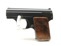 halbautomatische Pistole FN - Baby - Note 2  - belgische "Baby"-Taschenpistole mit Bakelitgriffschalen, Kal. 6,35mm Browning, Bakelitgriffschalen im Holzdesign mit FN Logo plus Schriftzug "Baby", linksseitige Sicherung, Steckmagazin, optisch und technisch