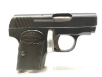 halbautomatische Pistole Union - I - Note 3  - spanische Variante eines 1906er Modells im Kal. 6,35mm Browning aus Sammlungsaufl&ouml;sung, Zustand Note 2,5, technisch in Ordnung, Lauf sehr gut, mit Steckmagazin, Bekelit-Griffschalen schwarz mit Union-Logo, Si