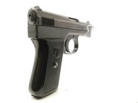 halbautomatische Pistole Mauser - 1910/14 - Note 2  - Mauser Taschenpistole Mod. 1910/14 im Kal. 6,35mm Browning aus Sammlungsaufl&ouml;sung, schwarze Bakelit-Griffschalen (linksseitig ist ein St&uuml;ck aus der Griffschale gebrochen), Waffe sonst im sehr guten Zus