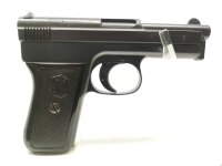 halbautomatische Pistole Mauser - 1910/14 - Note 2  - Mauser Taschenpistole Mod. 1910/14 im Kal. 6,35mm Browning aus Sammlungsaufl&ouml;sung, schwarze Bakelit-Griffschalen (linksseitig ist ein St&uuml;ck aus der Griffschale gebrochen), Waffe sonst im sehr guten Zus