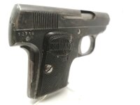 halbautomatische Pistole SEAM - ohne - Note 4  - spanische Taschenpistole im Kal. 6,35mm Browning, aus Sammlungsaufl&ouml;sung, mit Handballensicherung, Bakelitgriffst&uuml;cke, Steckmagazin, altersbedingter optischer Zustand Note 4 (&auml;u&szlig;erliche Rostn&auml;rbchenbildung)