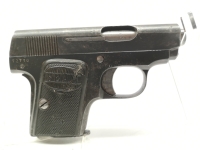 halbautomatische Pistole SEAM - ohne - Note 4  - spanische Taschenpistole im Kal. 6,35mm Browning, aus Sammlungsaufl&ouml;sung, mit Handballensicherung, Bakelitgriffst&uuml;cke, Steckmagazin, altersbedingter optischer Zustand Note 4 (&auml;u&szlig;erliche Rostn&auml;rbchenbildung)