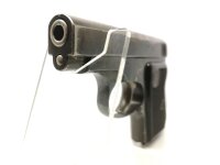 halbautomatische Pistole CZ Uhersky Brod - Mod. 92 - Note 3  - tschechische Taschenpistole CZ Mod. 92 aus Sammlungsaufl&ouml;sung im Kal. 6,35mm Browning, komplett in schwarz, mit schwarzen Kunststoffgriffschalen mit CZ-Logo, Steckmagazin, verstecktem Hahn, te