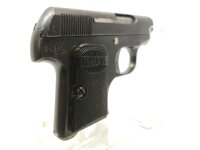 halbautomatische Pistole SEAM - ohne - Note 3  - spanische Taschenpistole im Kal. 6,35mm Browning, aus Sammlungsaufl&ouml;sung, Bakelitgriffst&uuml;cke, Steckmagazin, altersbedingter Zustand Note 3 (leichte &auml;u&szlig;erliche Rostn&auml;rbchenbildung), technisch in Ordnung, f&uuml;r