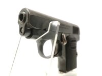 halbautomatische Pistole SEAM - ohne - Note 3  - spanische Taschenpistole im Kal. 6,35mm Browning, aus Sammlungsaufl&ouml;sung, Bakelitgriffst&uuml;cke, Steckmagazin, altersbedingter Zustand Note 3 (leichte &auml;u&szlig;erliche Rostn&auml;rbchenbildung), technisch in Ordnung, f&uuml;r