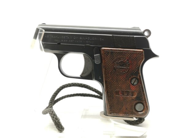 halbautomatische Pistole Astra - 2000 - Note 1  - spanische Taschenpistole ASTRA CUB (2000) im Kal. 6,35mm Browning aus Sammlungsaufl&ouml;sung, Zustand Note 1 (sehr gut), gepflegt, braune Bakelitgriffschalen mit Astra-Logo + Schriftzug "Cub" , Sicherung links