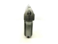 halbautomatische Pistole Rh&ouml;ner - SM 115 - Note 3  - deutsche Taschenpistole f&uuml;r Sammler, Hersteller: Rh&ouml;ner (SM),  Mod. 115, bicolor (silber/schwarz), ordentlicher  Sammlerzustand, Note 3, Schlitten mechanisch / chemisch "beschliffen", dadurch nur noch W