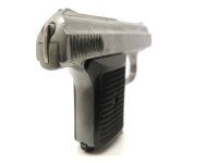 halbautomatische Pistole Rh&ouml;ner - SM 115 - Note 3  - deutsche Taschenpistole f&uuml;r Sammler, Hersteller: Rh&ouml;ner (SM),  Mod. 115, bicolor (silber/schwarz), ordentlicher  Sammlerzustand, Note 3, Schlitten mechanisch / chemisch "beschliffen", dadurch nur noch W