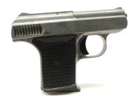 halbautomatische Pistole Rh&ouml;ner - SM 115 - Note 3  - deutsche Taschenpistole f&uuml;r Sammler, Hersteller: Rh&ouml;ner (SM),  Mod. 115, bicolor (silber/schwarz), ordentlicher  Sammlerzustand, Note 3, Schlitten mechanisch / chemisch "beschliffen", dadurch nur noch W