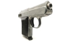 halbautomatische Pistole Rh&ouml;ner - SM 115 - Note 3  - deutsche Taschenpistole f&uuml;r Sammler, Hersteller: Rh&ouml;ner (SM),  Mod. 115, bicolor (silber/schwarz), ordentlicher  Sammlerzustand, Note 3, Schlitten mechanisch / chemisch "beschliffen", dadurch nur noch W