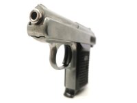 halbautomatische Pistole Rh&ouml;ner - SM 115 - Note 3  - deutsche Taschenpistole f&uuml;r Sammler, Hersteller: Rh&ouml;ner (SM),  Mod. 115, bicolor (silber/schwarz), ordentlicher  Sammlerzustand, Note 3, Schlitten mechanisch / chemisch "beschliffen", dadurch nur noch W