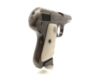 halbautomatische Pistole Galesi - 506/A - Note 3  - italienische Taschenpistole im Kaliber 6,35mm Browning, Hersteller: Galesi, Modell: 506/A, mit hellen (wei&szlig;en) Griffschalen, Sicherung links, Steckmagazin, technisch in Ordnung, optisch im Zustand 3 (alt