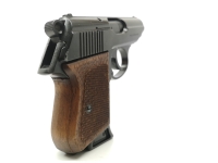 halbautomatische Pistole Erma - EP 555 - Note 2  - gut erhaltene Taschenpistole von ERMA, Modell EP555, Kal. 6,35mm Browning, guter Erhaltungszustand, braune Holzgriffschalen, Br&uuml;nierung sehr gut erhalten, technisch einwandfrei, Steckmagazin, Kimme und Ko