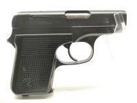 halbautomatische Pistole CZ Uhersky Brod - Mod. 92 - Note 2  - tschechische Taschenpistole CZ Mod. 92 aus Sammlungsaufl&ouml;sung im Kal. 6,35mm Browning, komplett in schwarz, mit schwarzen Kunststoffgriffschalen mit CZ-Logo, Steckmagazin, verstecktem Hahn, te